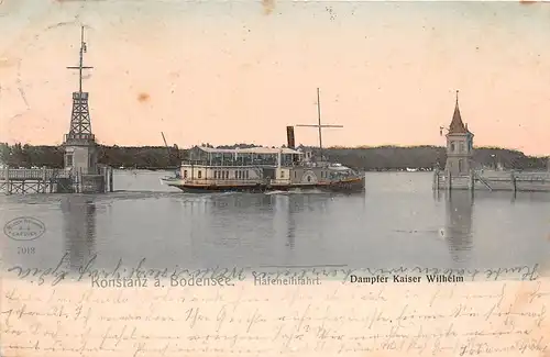 Konstanz am Bodensee - Hafeneinfahrt Dampfer Kaiser Wilhelm gl1906 151.121