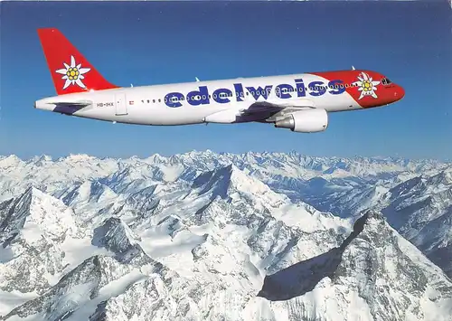 Edelweiss air Airbus A320 über schneebedeckten Gipfeln gl2005 151.684