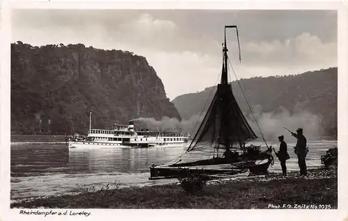 Rheindampfer an der Loreley mit kleinem Segelboot gl1936 151.200