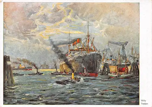 Im Hamburger Hafen nach Gemälde von Willy Tiedjen ngl 151.373