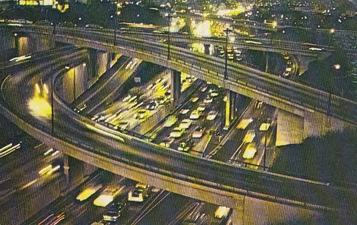 Los Angeles Harbour Freeway at night ngl D8938