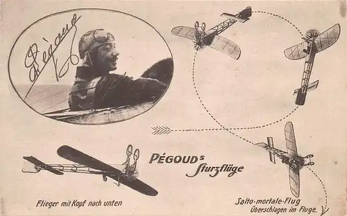 Pégoud's Sturzflüge Salto-mortale Flug Flieger mit Kopf nach unten ngl 151.574