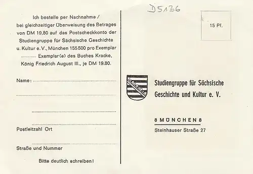 Friedrich August II. König von Sachsen nglWerbekarte für Buch D5136