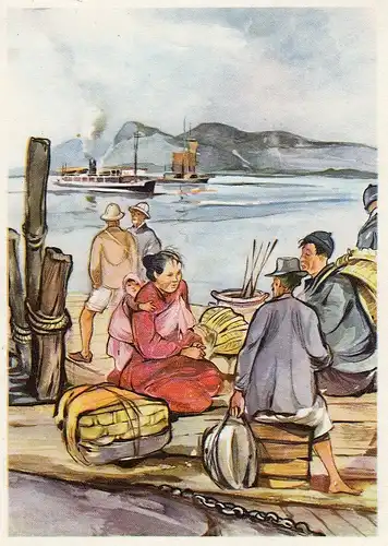 SANELLA-Bild China-Reisende auf einem Anleger ngl D9601