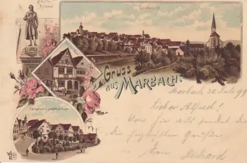 Marbach am Neckar Litho gl1899 223.742