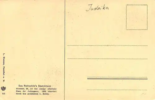 Frankfurt a.M. Stammhaus der Familie Rothschild ngl 148.837