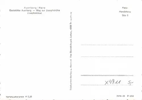 Auerberg (Harz) Gaststätte, Weg zur Josephshöhe, Josephskreuz ngl 152.183