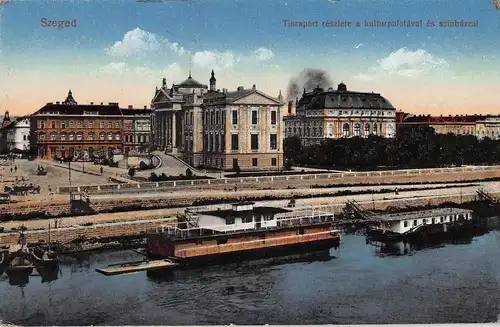Szeged Tiszapart részlete a kulturpalotával és szinházzal ngl 149.863