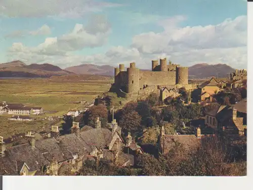 Merioneth - Harlech Castle View from South with Snowdon in back ngl 223.520