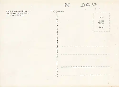 Perú Cusco Native Girl from Pisac ngl D6137