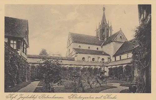 Kgl.Jagdschloß Bebenhausen, KLostergarten u. Kirche ngl D6196