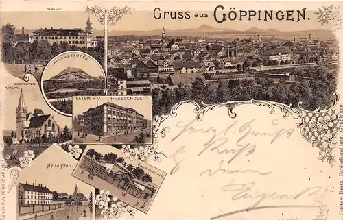 Göppingen Litho Panorama und Teilansichten gl1896 152.075