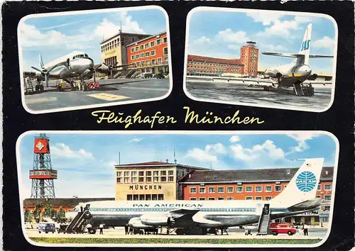 München Flughafen Mehrbildkarte mit Flugzeugen gl1966 151.502