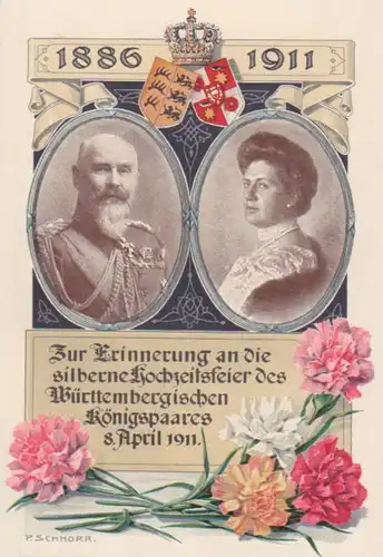 Silberne Hochzeit d. Württemberg. Königspaares 8. April 1911 ngl 221.412
