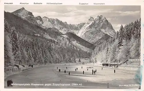 Wintersportplatz Riessersee gegen Zugspitzgruppe gl1937 154.791