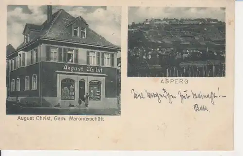 Asperg Warengeschäft August Christ, Panorama gl1926 223.750