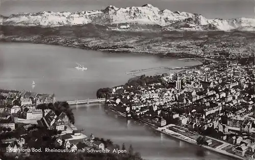 Konstanz (Bodensee) Rheinausfluss mit Schweizer Alpen ngl 157.458