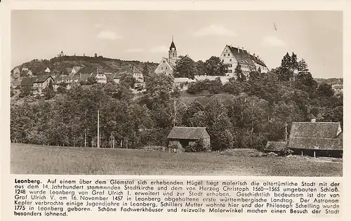 Leonberg mit Kirche und Schloß mit Historie ngl D6231