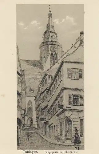 Tübingen Langgasse mit Stiftskirche ngl D6261