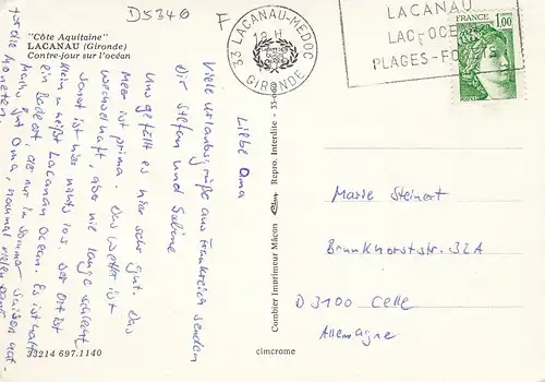 Lacanau (Gironde) Contre-jour sur l'Océan glum 1975? D5346