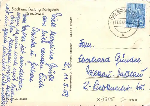 Königstein Blick zur Festung gl1959 152.233