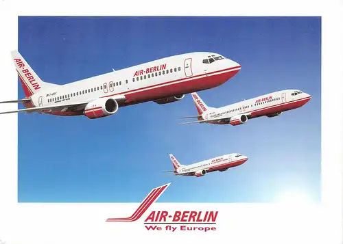 Air Berlin Boeing 737-400 We fly Europe Werbekarte gl2003 151.649