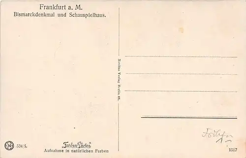 Frankfurt a. M. Bismarckdenkmal und Schauspielhaus ngl 151.909