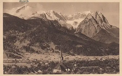 Partenkirchen geg. Alp-, Zugspitze und Waxenstein ngl D6550