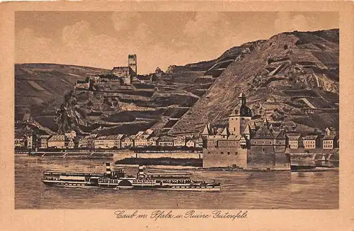 Caub mit der Pfalz und Ruine Gutenfels ngl 156.153