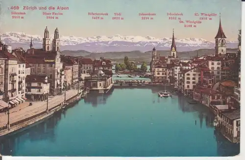 Zürich Blick über die Stadt zu den Alpen gl19? 222.268