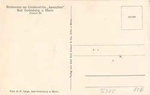 Bad Godesberg Restaurant zur Lindenwirtin 'Aennchen' ngl 152.138