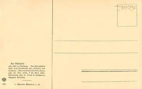 Grüsse aus Frankfurt a. M. Gasthaus Der Rebstock ngl 151.962