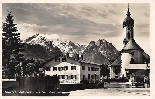 Garmisch - Mohrenplatz mit Zugspitzgruppe gl1934 154.932