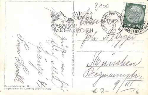 Garmisch - Mohrenplatz mit Zugspitzgruppe gl1934 154.932
