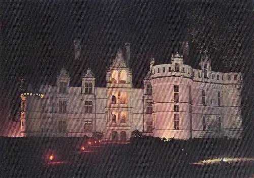 Azay-le-Rideau (Indre-et-Loire) Le Chatéau vers le Nord illuminée ngl D8136