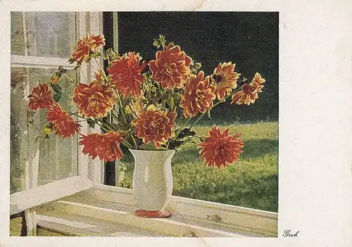 GROH Blumen in Vase im Fenster gl1961 D7085