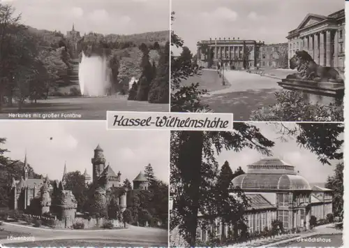 Kassel Schloß Wilhelmshöhe Löwenburg Herkules mit großer Fontäne 4 Bilder gl1956 222.721
