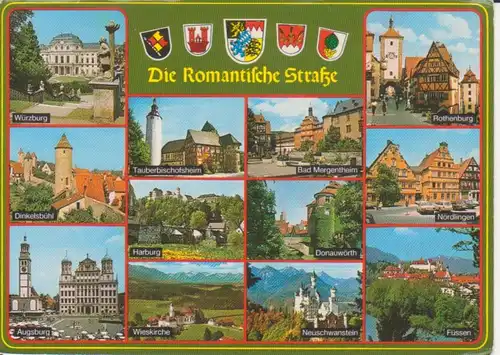 Die Romantische Straße Mehrbildkarte gl1992 222.328