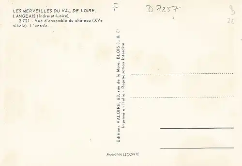 Langeais (I.-et L.) Le Chatéau L'entrée ngl D7257