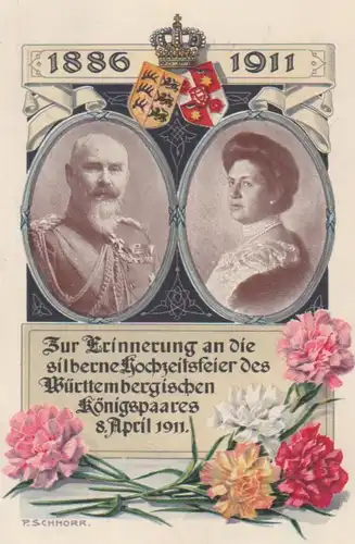 Silberne Hochzeit d. Württemberg. Königspaares 8. April 1911 gl1911 221.413