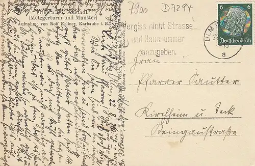 Ulm a.D. Altstadt Metzgerturm und Münster gl1936 D7294