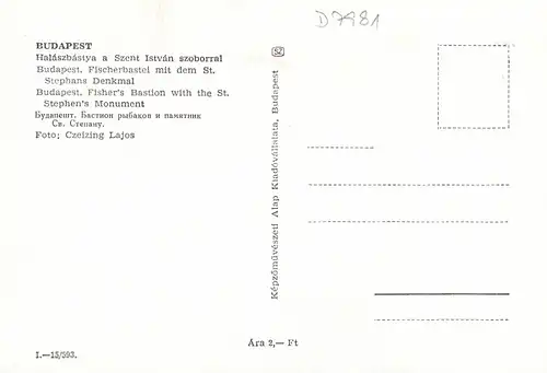 Budapest Fischerbastei mit dem St.Stephans Denkmal ngl D7981