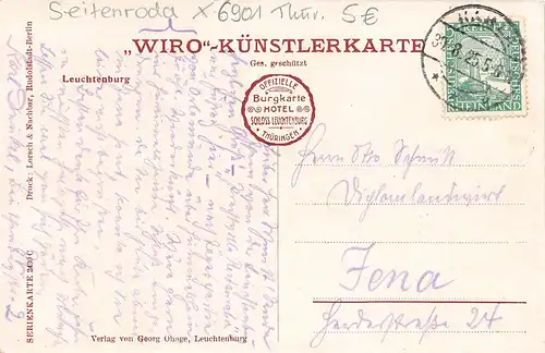 Seitenroda - Leuchtenburg "WIRO-Künstlerkarte" gl1925 159.227