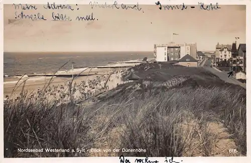 Nordseebad Westerland auf Sylt Blick von der Dünenhöhe gl1936 156.244