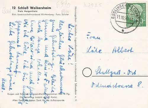 Schloß Weikersheim Teilansicht gl1956 D7885