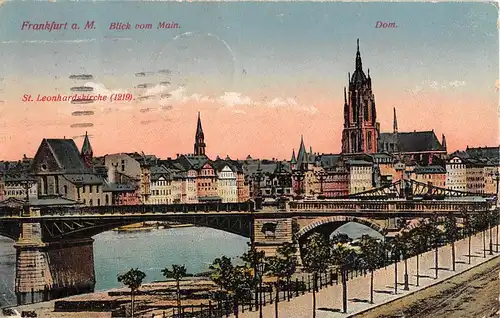 Frankfurt a. M. Blick vom Main Dom St. Leonhardskirche gl1922 154.036