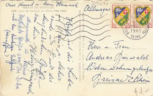 Paris, Le Arc de triomphe de l'Etoile gl1961 D9031