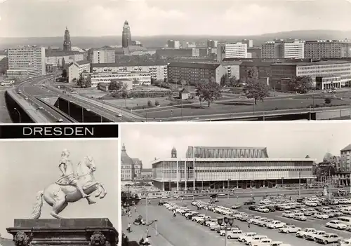 Dresden - Der goldene Reiter Kulturpalast Blick zum Stadtzentrum ngl 154.183