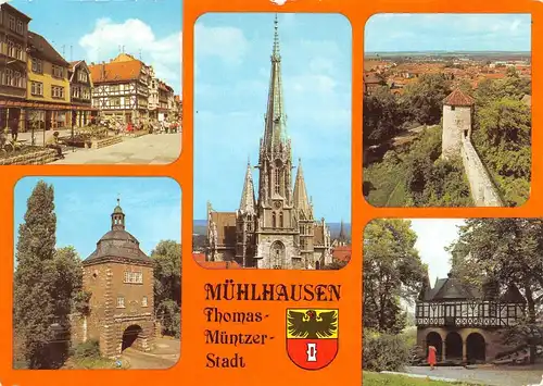 Mühlhausen i.Thür. Steinweg Marienkirche Stadtmauer Mehrbildkarte gl1985 154.187