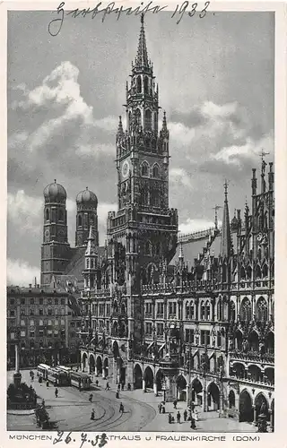 München Rathaus und Frauenkirche (Dom) ngl 153.457
